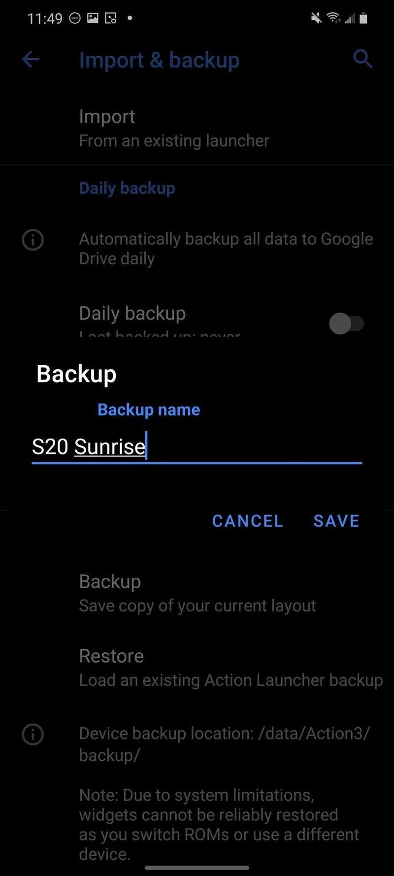 How To Backup Action Launcher