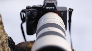 The Sony 70-200mm f/2.8 GM OSS II lens on the SOny A7R V