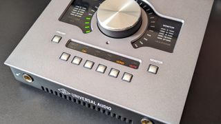 Close up of buttons on the Universal Audio Apollo Twin X