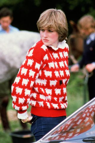 Princess Diana wears famed red and white sheep jumper from Warm & Wonderful