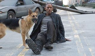 I Am Legend Will Smith and dog in road