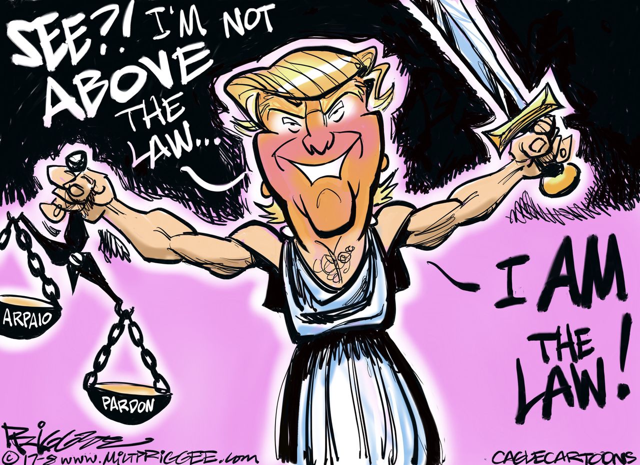 Political cartoon U.S. Trump Arpaio pardon