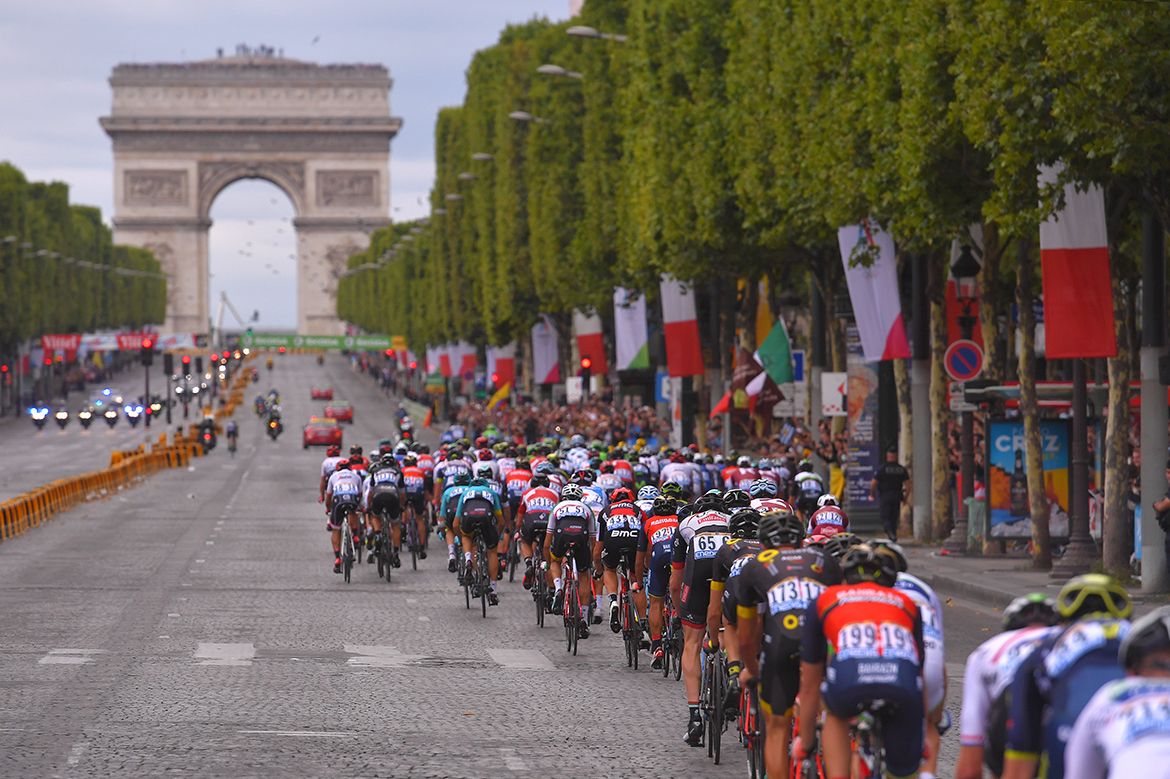 The Tour de France peloton in Paris