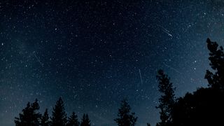 A photograph of the Orionid meteor shower.
