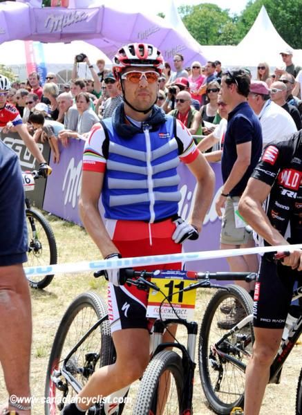 Christoph Sauser used a cooling vest before the start