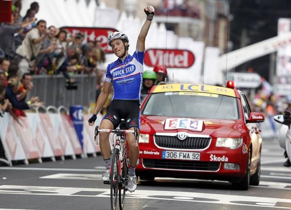 Sylvain Chavanel (Quick Step) is ecstatic about winning stage two in Spa.