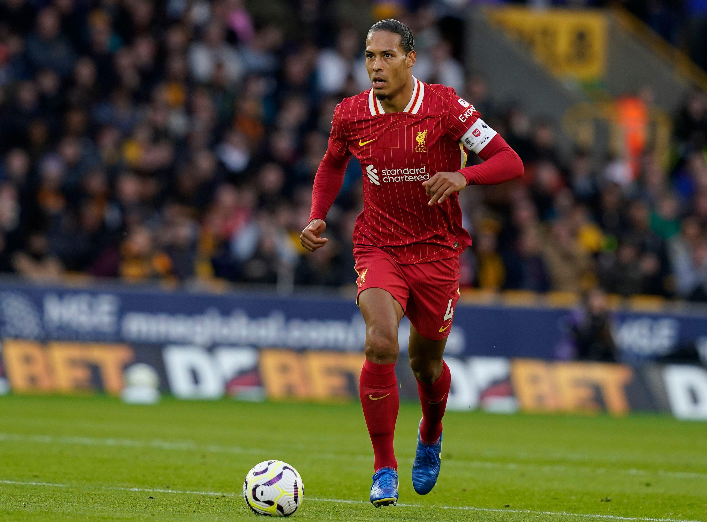 Virgil van Dijk playing for Liverpool, 2024