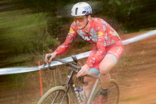 A Team Winston-Salem rider competes in a cyclocross race wearing the new 2025 kit