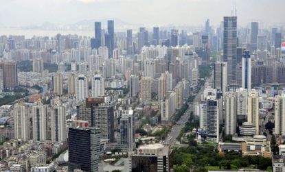 Shenzhen (pictured), home to 8.6 million, would be just one of the nine cities that China's planned megacity will encompass.