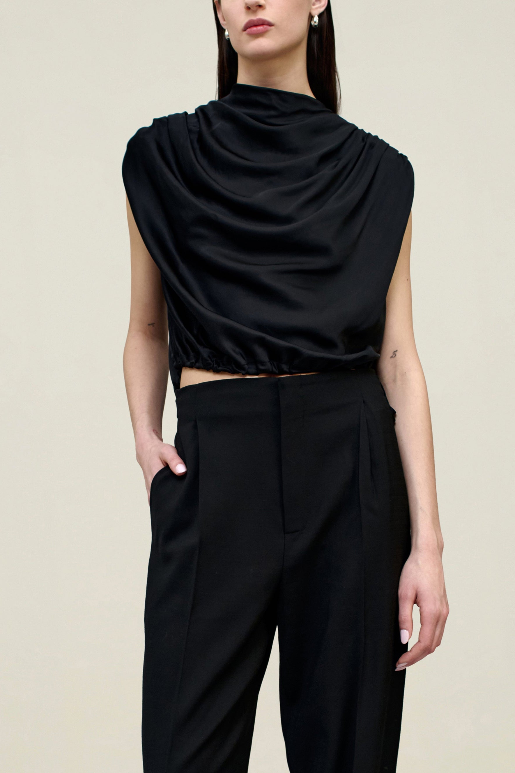 Naia Draped Top in Soft Satin