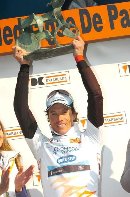Sylvain Chavanel (Omega Pharma - QuickStep) on the podium
