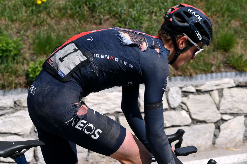 Pavel Sivakov (Ineos Grenadiers) crashed late in the stage
