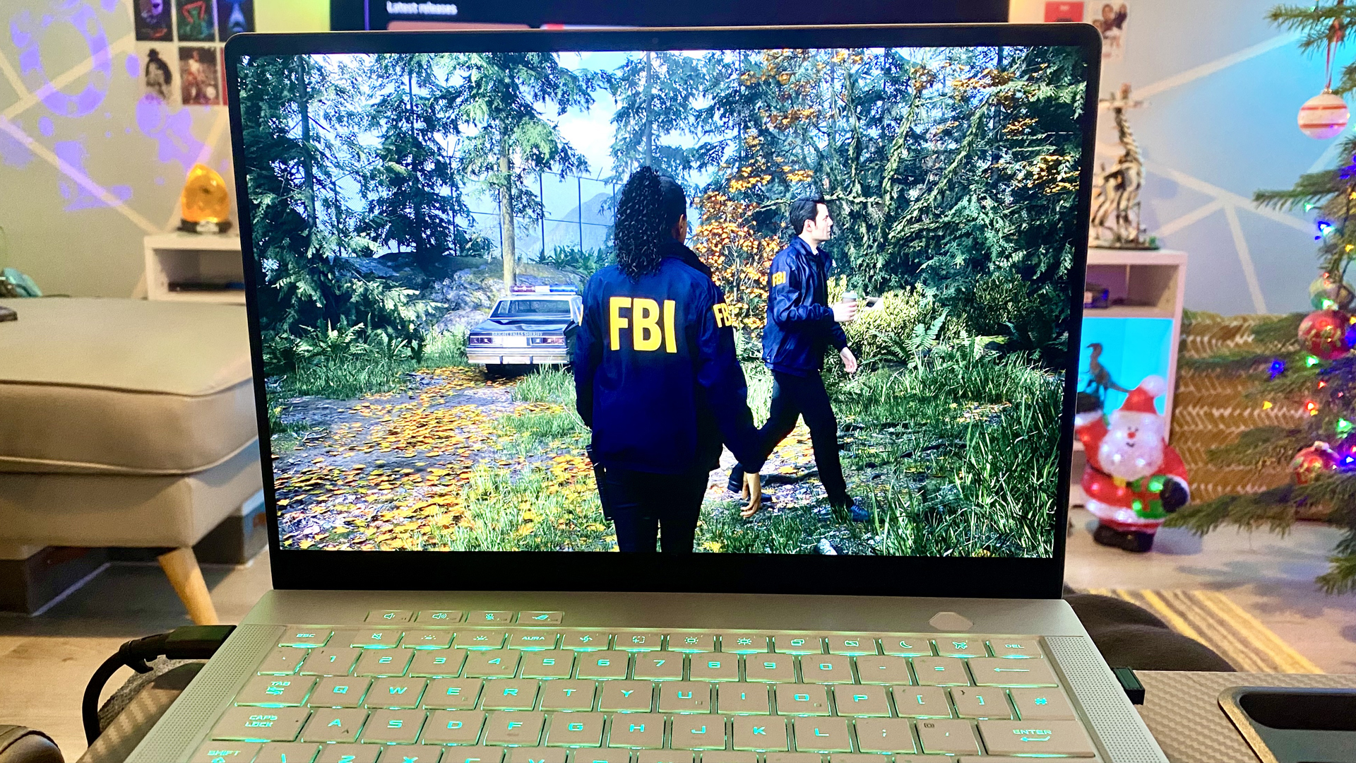 Alan Wake 2 being played on an Asus ROG Zephyrus G14 (2025).
