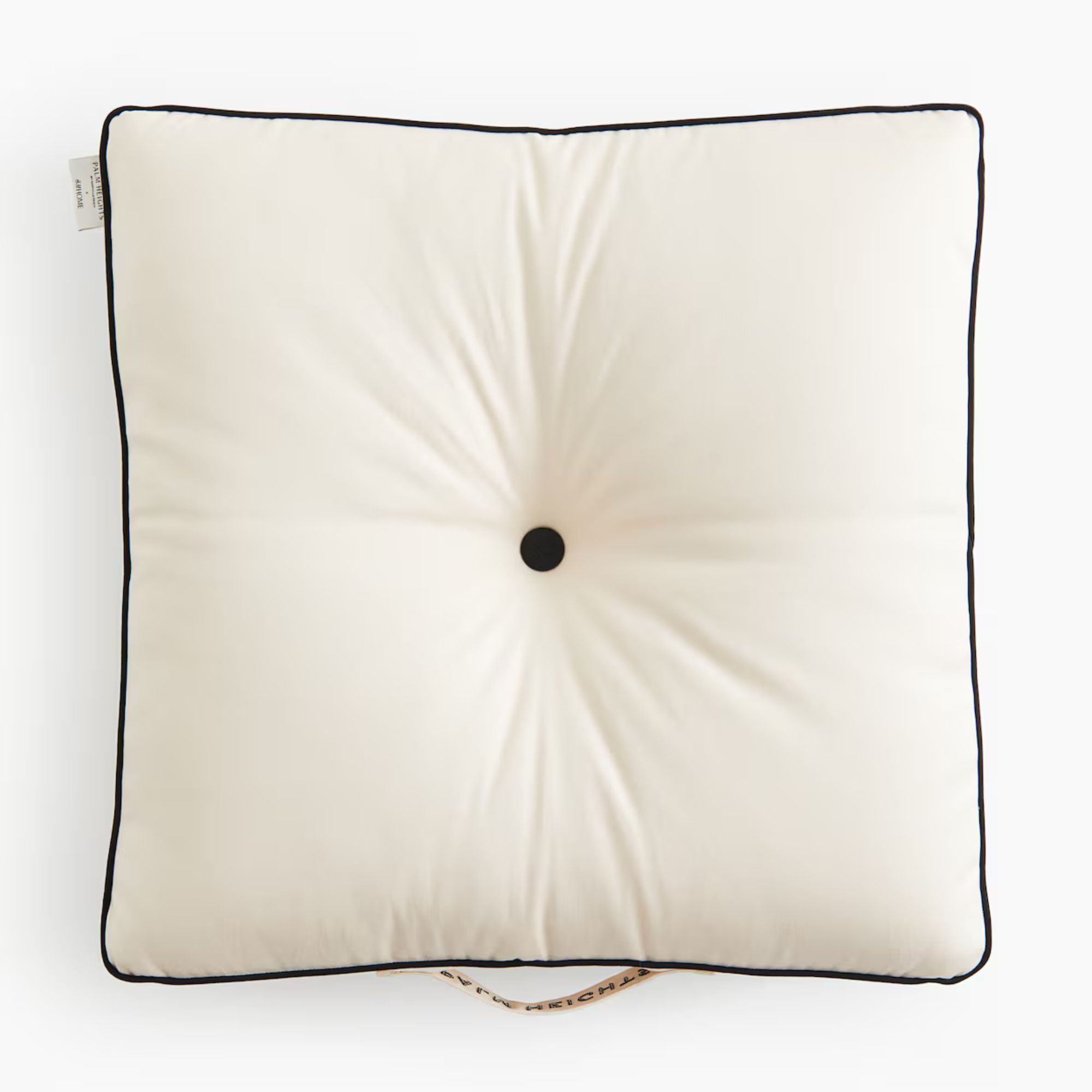 Cream square cushion with black piping