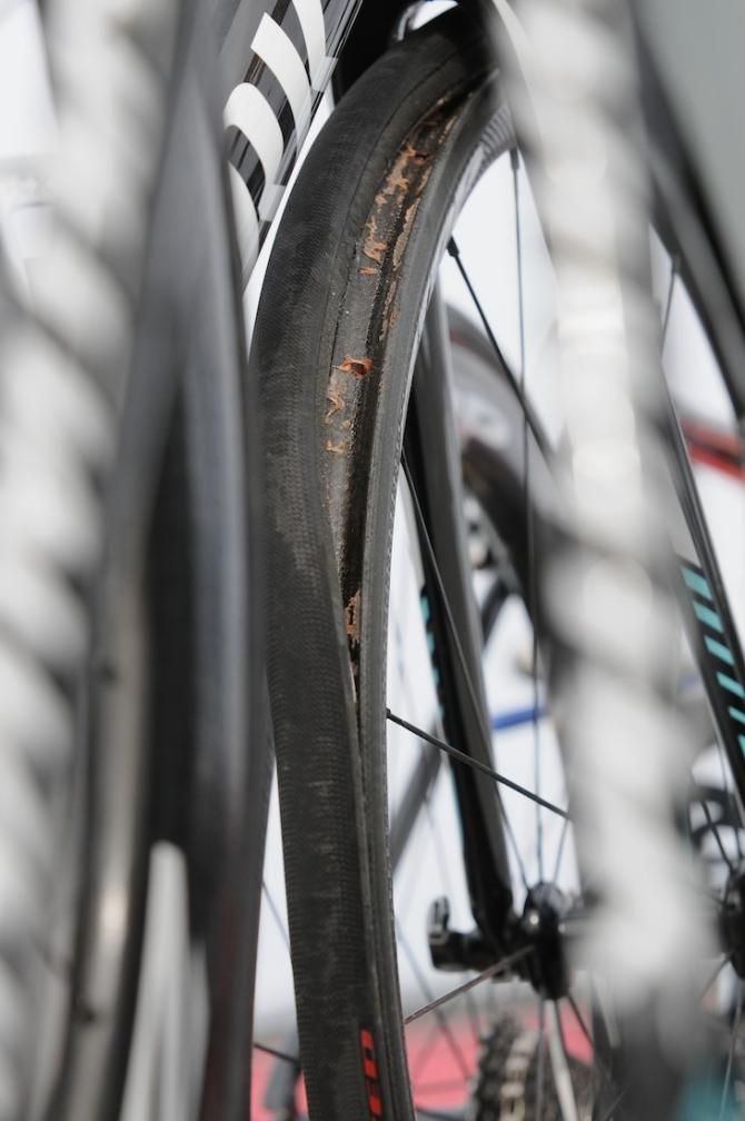 Tony Martin's front tubular rolled in the crash