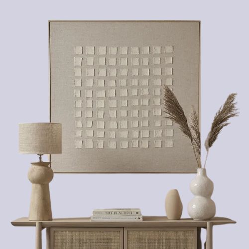 Cox &amp;amp; Cox, Textured Squares Framed Linen Wall Art