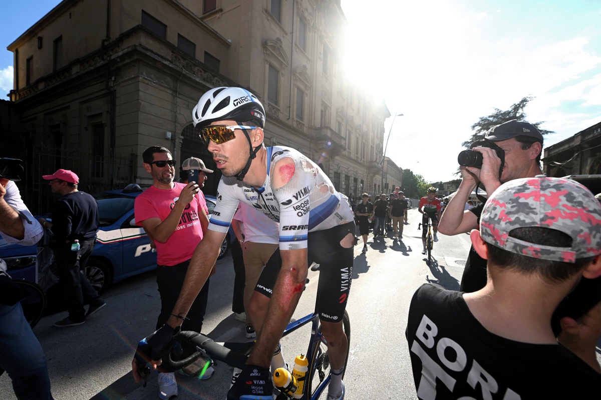 Christophe Laporte after crashing on stage 5 of the Giro d&#039;Italia