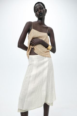 Linen Midi Skirt Zw Collection