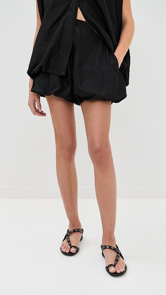 Tibi Italian Sporty Nylon Bubble Shorts