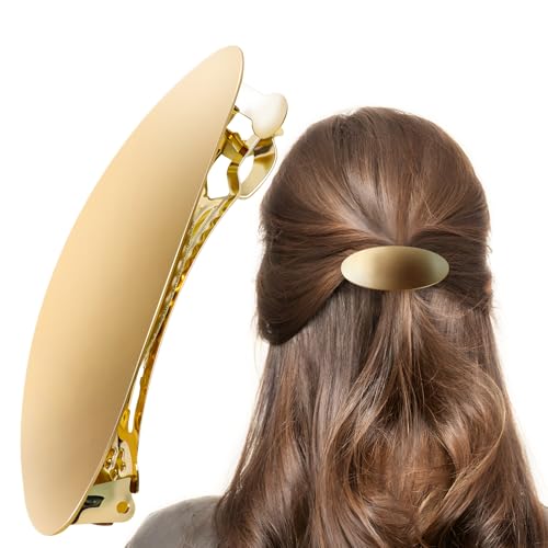 3inch Oval Vintage Metal Gold Barrettes for Women Hair Clip