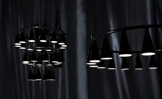 Chandeliers with circles of black cone lights