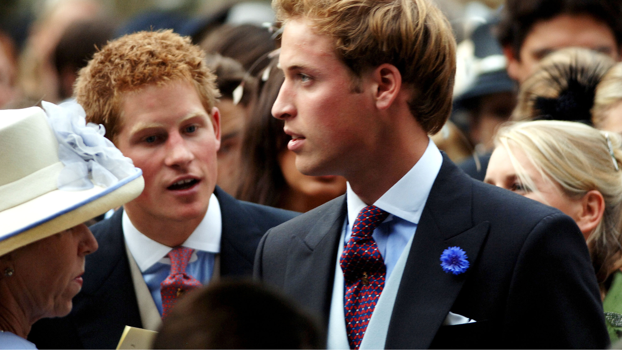 Prince Harry and Prince William during Tom Parker Bowles And Sara Buys Wedding at St. Nicholas Church in Rotherfield Greys, Great Britain