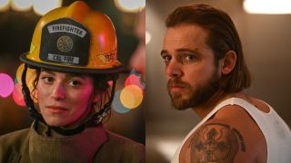 From left to right: Stephanie Arcila as Gabriela in Fire Country Season 1 and Max Thieriot in Season 2 of Fire Country.