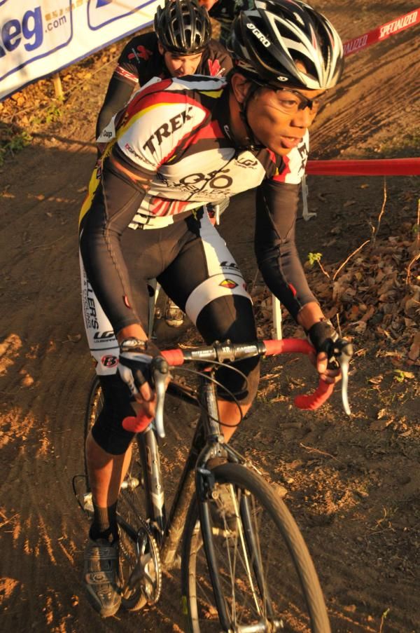 Tackling an uphill section.