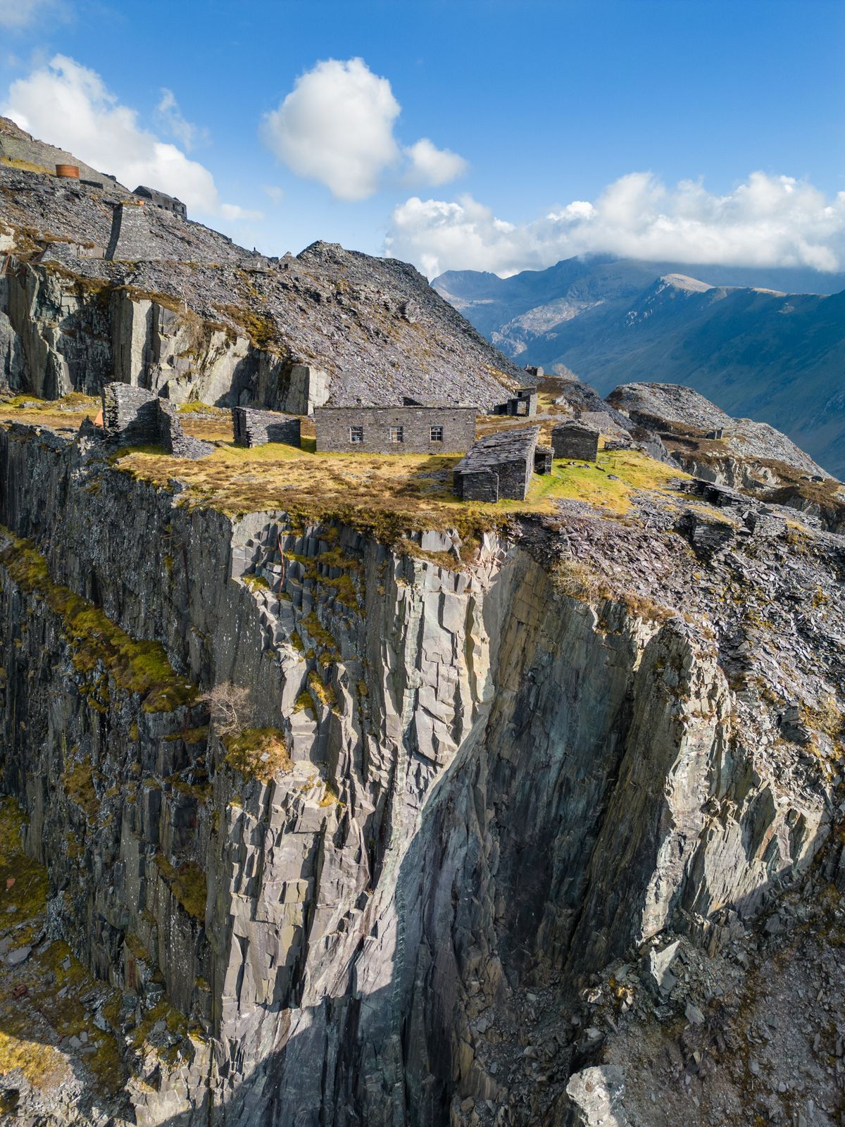 A mountain landscape photographed from a drone