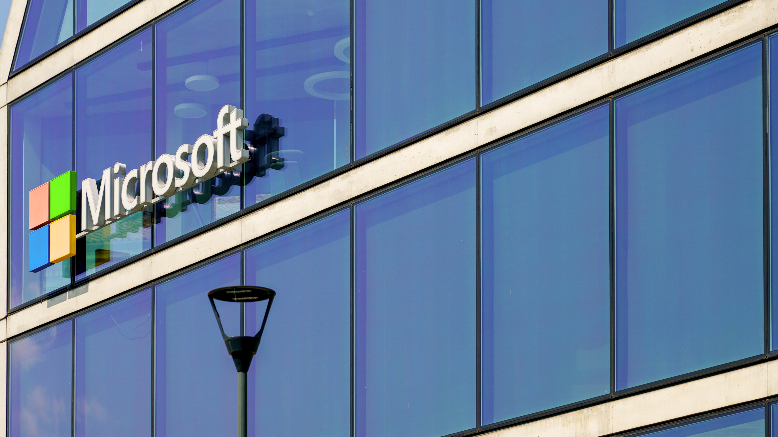 Microsoft logo on a building