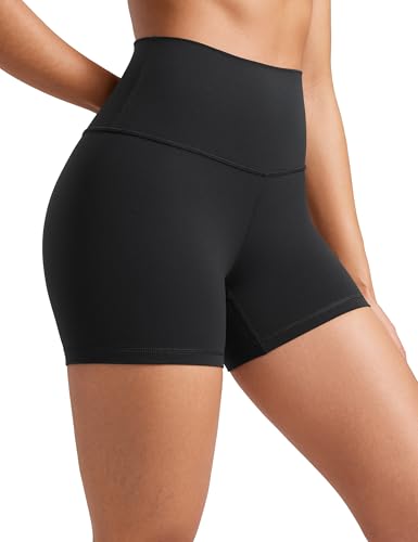 Crz Yoga Womens Butterluxe Biker Shorts 4&#039;&#039; - High Waisted Booty Workout Volleyball Yoga Spandex Black Small