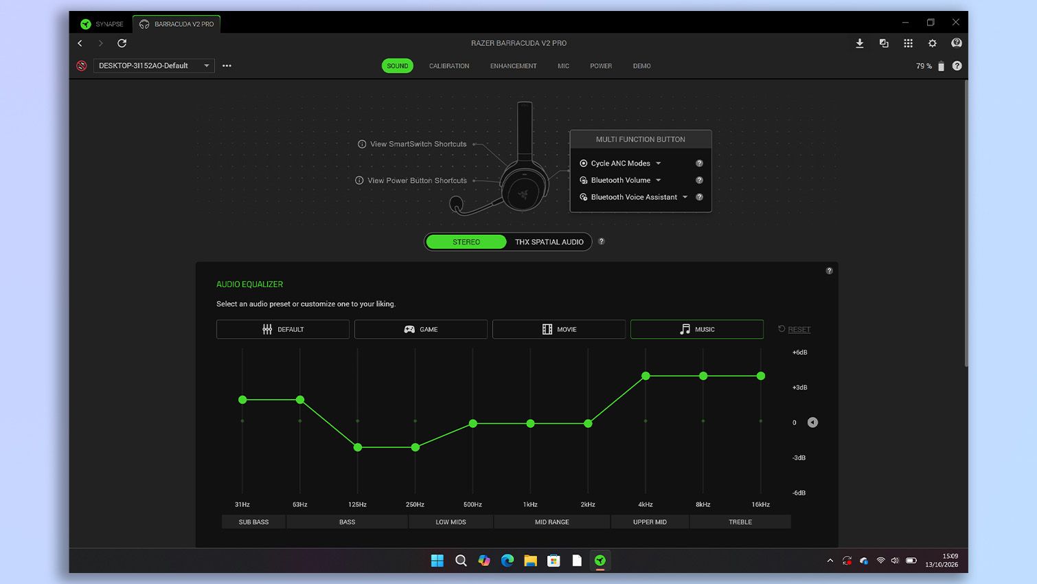 Razer Synapse and Razer Audio app screenshot