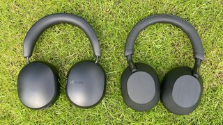 Sonos Ace vs. Sony WH-1000XM5 placed on grass