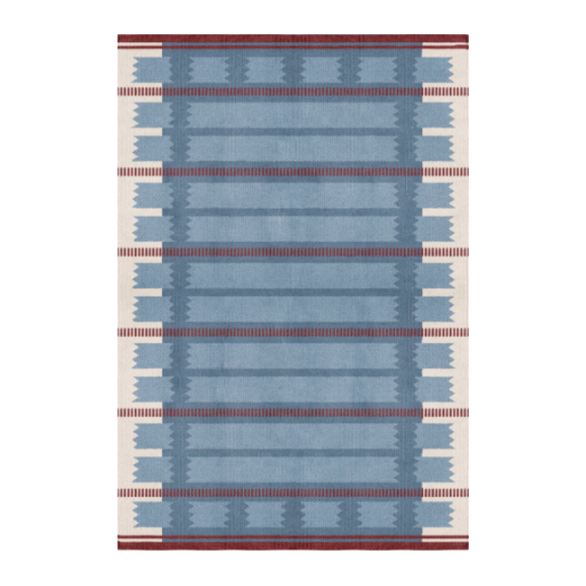 Layered Rollakan Iris Wool Rug - Petrol