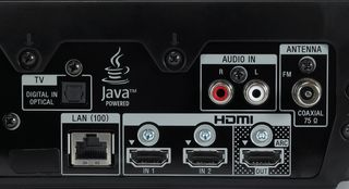 Two HDMI inputs, an HDMI output, an optical input and a pair of RCA plugs are among the connections