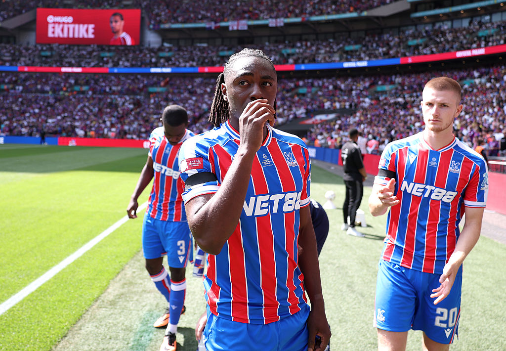 Eberechi Eze of Crystal Palace looks on during the 2025 FA Community Shield match between Crystal Palace and Liverpool at Wembley Stadium on August 10, 2025 in London, England.