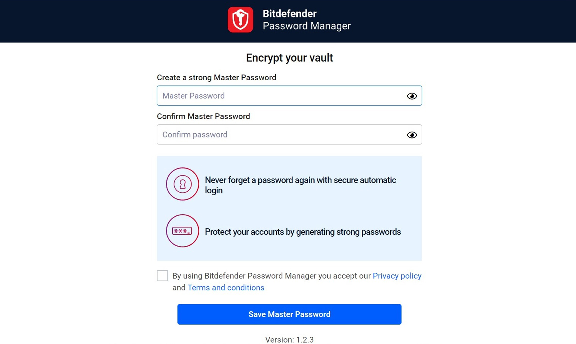 Bitdefender Password Manager app screenshot