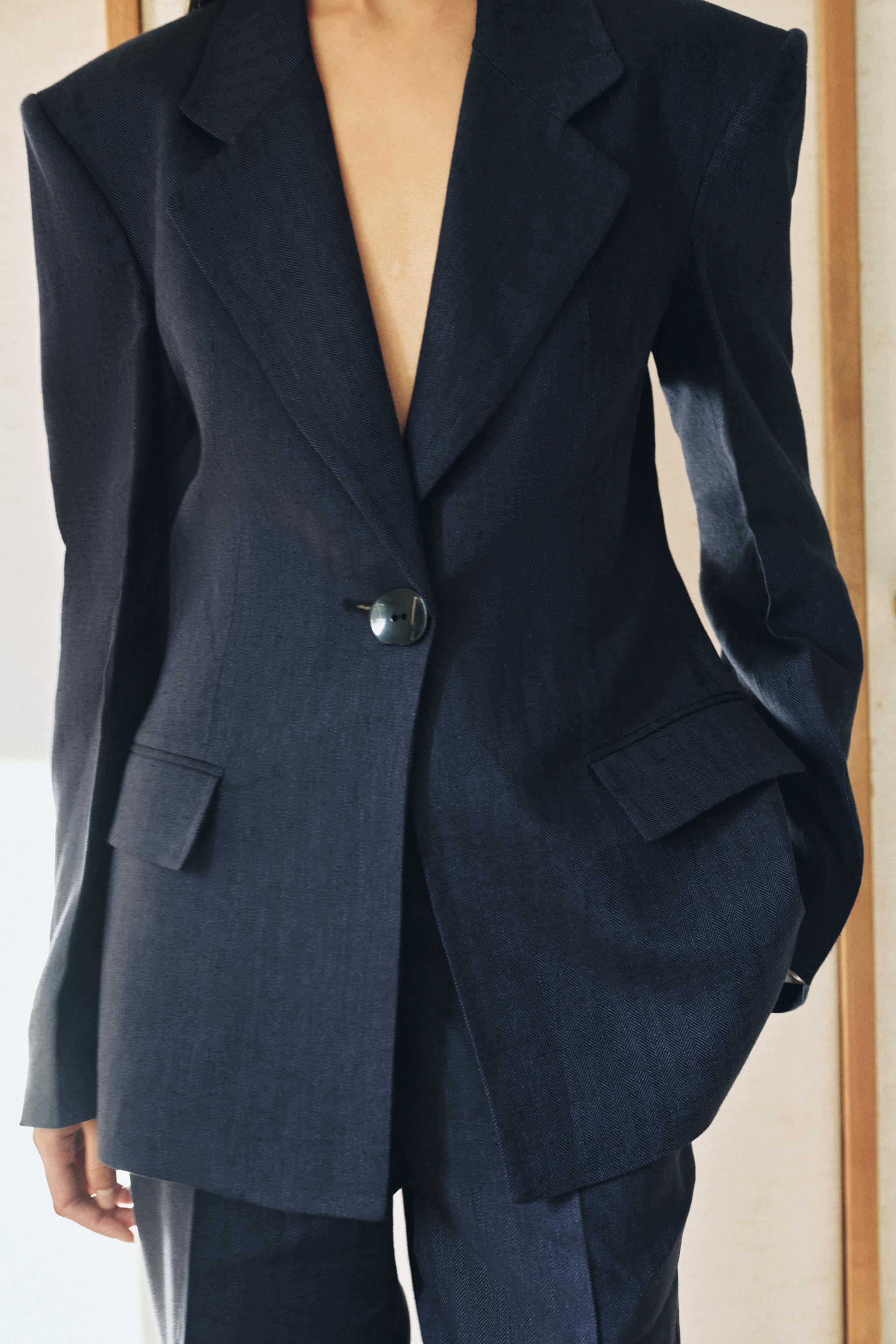 Herringbone 100% Linen Tailored Blazer