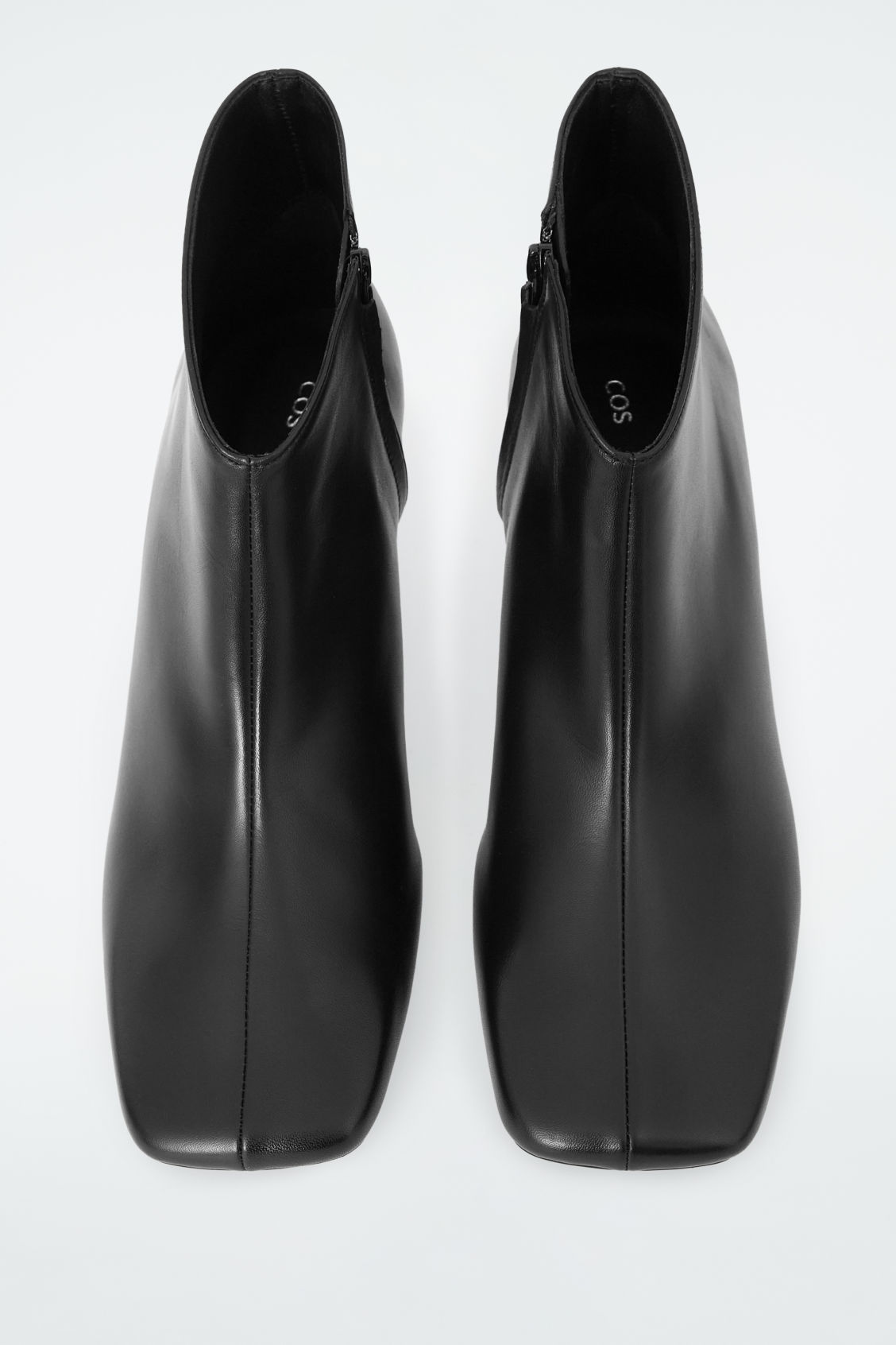 Square-Toe Leather Ankle Boots