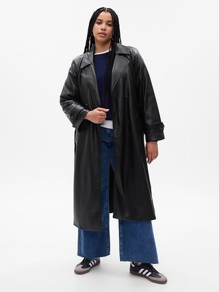 Vegan Leather Trench Coat