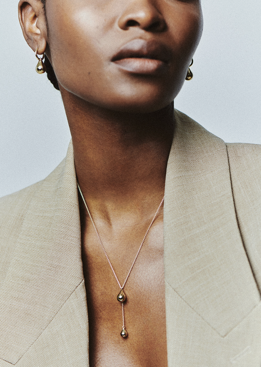 OTIUMBERG, Lariat Pebble 14kt gold vermeil necklace