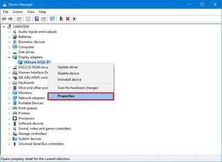 Device Manager driver properties