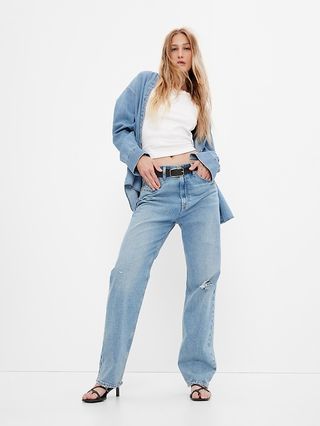 Lockere Jeans im Stil der 90er mit hohem Bund