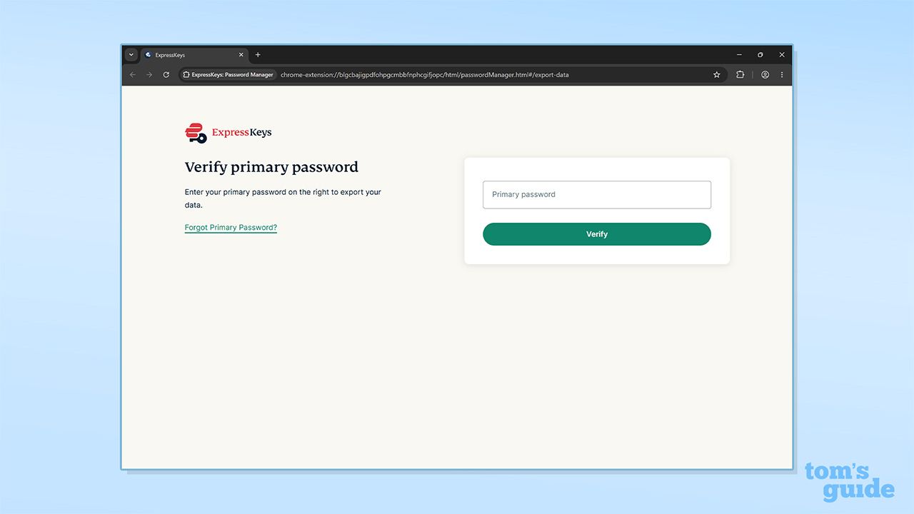 Screenshot of ExpressKeys desktop password verification