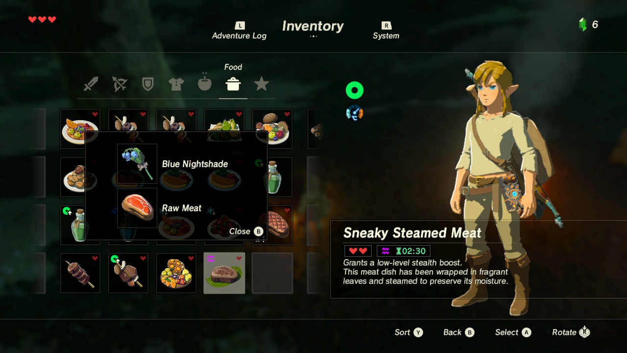 Zelda Breath of the Wild Crafting Recipes: MAX Healing & Bonus Heart Container Dishes