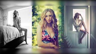 Professional portraits of a female model taken on the OM System OM-3 by photographer James Artaius