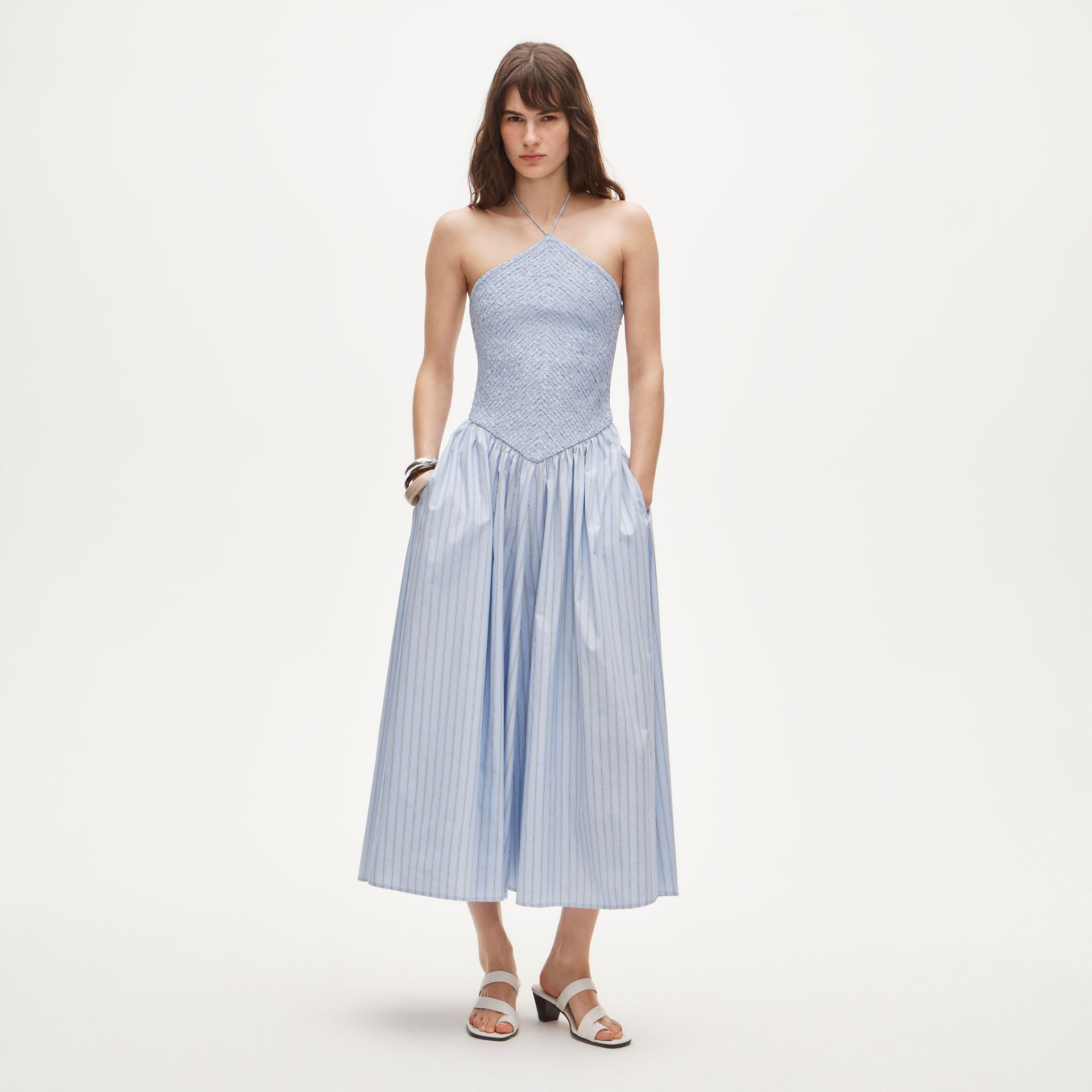 Tall Smocked Halter Dress in Stripe