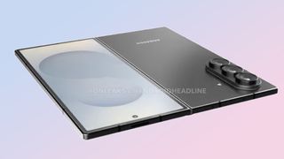 Android Headlines render of an opened Galaxy Z Fold 7 showing the cover display and back panel with camera array