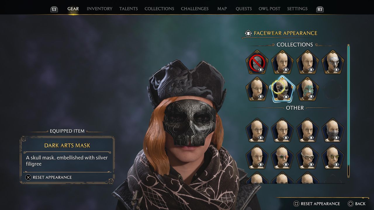 hogwarts legacy character wearing mask