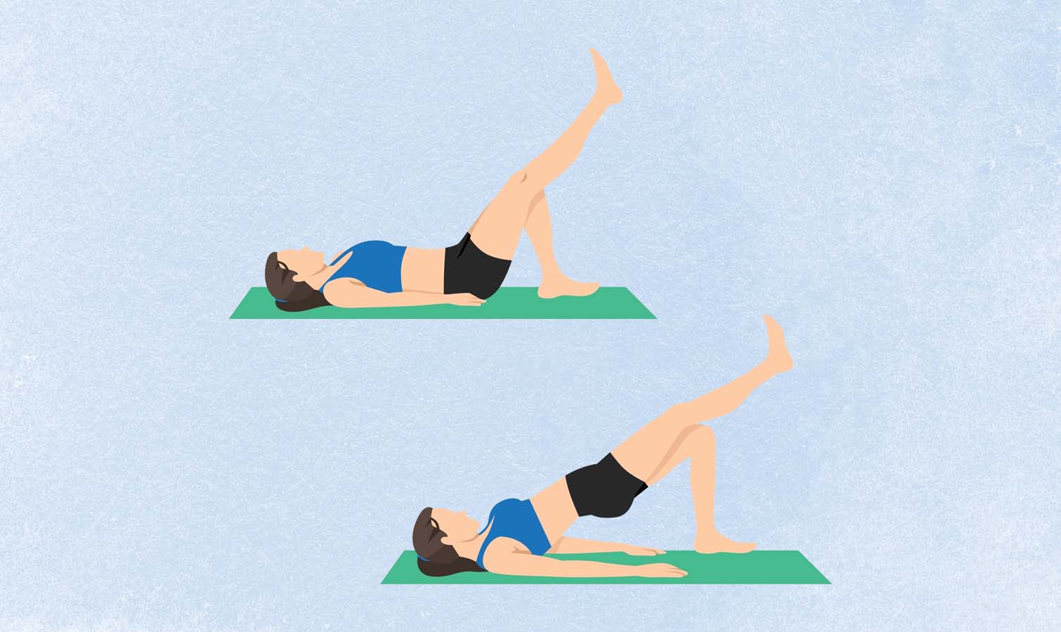 an illo of a woman doing a single-leg glute bridge